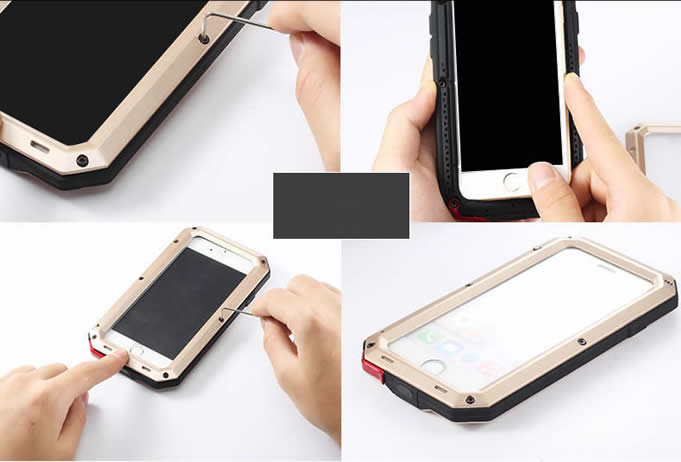 Aluminum Alloy Metal Glass Protection  Waterproof Shockproof  iPhone 6s 6 Plus Case Cover